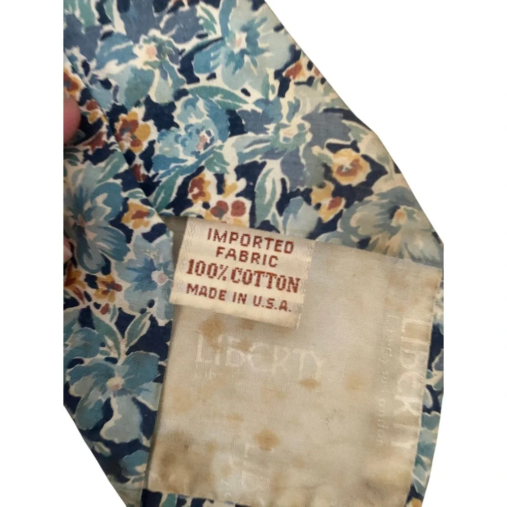 Liberty of London Vintage Blue‎ Floral Cotton Necktie Made in USA Botanical Tie